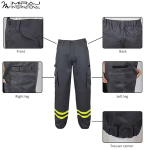 Pantalones de Trabajo para Hombre, Cómodos, de Alta Calidad, en Oferta, Color Amarillo Fluorescente, Diseño Personalizado, Cintas Reflectantes, Múltiples Bolsillos - Product Image 4