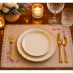 Premium Cotton Printed <b>Placemat</b> with Embroidery & Fringe | Decorative Table Mat - Product Image 4