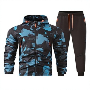 Men's Hooded <b>Tracksuit</b> Full Sleeve <b>Camouflage</b> Print Sporty Quick Dry Polyester Autumn Wear With Side Pockets Zipper Fly - Product Image 3