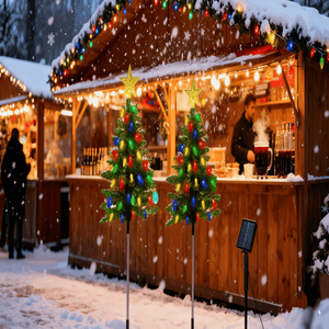 Set di 2 Luci Solari per Albero di Natale da Esterno, 95 cm, IP44 Impermeabili, 100 LED, 4 Colori, 8 Modalità per Decorazioni e Ornamenti - Product Image 4