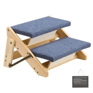 2 Step Wood Pet Stairs Stable Sturdy Cat <b>Dog</b> Furniture for <b>Beds</b> <b>Sofa</b> Cars 110lbs Load Capacity Floded Flat Design for Pets - Product Image 1