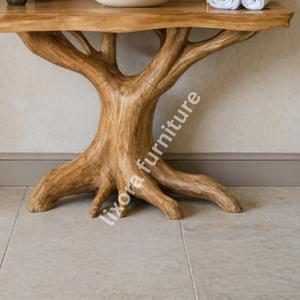 Luxury Handcrafted Modern Durable Tree Trunk Root Vanity Base Solid Wood Artistic Bathroom <b>Console</b> Natural Decor - Product Image 4