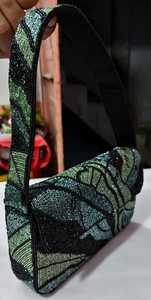 Bolso Rectangular Hecho a Mano con Cuentas de Vidrio y Bordado de Poliéster, con Patrón de Mariposas Coloridas, Artesanía Textil, Lavable, para Uso Diario - Product Image 2