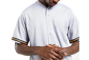 Camiseta de Béisbol Blanca para Hombre, Manga Corta, Cierre con Cordón, Transpirable, de Malla de Poliéster, Corte Regular, para Todas las Temporadas - Product Image 2