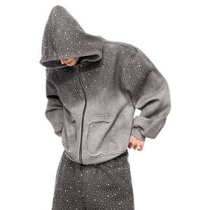 Ensemble 2 pièces de survêtement vintage streetwear de haute qualité : sweat à capuche et pantalon de jogging délavé à l'acide - Product Image 1