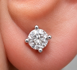 Pendientes de Diamante Cultivado en Laboratorio, Corte Brillante de 0.20 Ct, Certificados por IGI, Unisex, Oro Puro de 14k, Plateado en Plata - Product Image 4