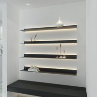 Étagère murale flottante en alliage d'aluminium avec LED, en forme de L, pour accessoires de meubles, salon, chambre, hôtel, magasin de détail