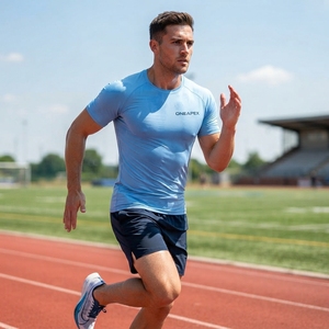 Camiseta de Compresión para Hombre, Azul Claro, Manga Corta, Deportiva, para Gimnasio, Entrenamiento, Ropa Deportiva, Logotipo Personalizado, Fitness, Running, Ejercicio - Product Image 4