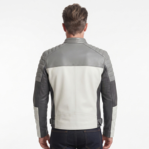 Veste en cuir pour motards, vestes en cuir pour motards avec sangles latérales, veste en cuir zippée pour motards - Product Image 2