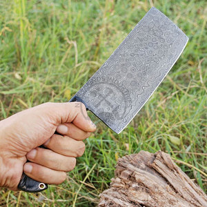 Couteau de boucher Damas forgé à la main, lame pleine en acier Damas, hachoir de cuisine pour chef, lame de 7 pouces, ambidextre, motif goutte de pluie - Product Image 4