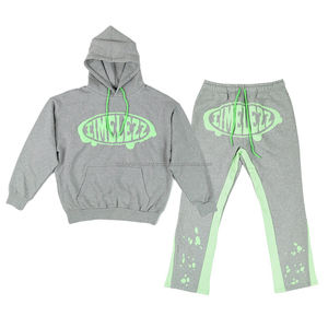 Unisex Cotton Heavyweight Flare Tracksuit Set with <b>Hooded</b> Sweatpants & Hoodie Custom Logo Print Flared Sweatsuit Sets - Product Image 1