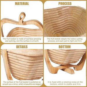 Foldable Bamboo Apple Shaped Dried Fruit <b>Basket</b> Decorative Fruit Snack Serving <b>Basket</b> for Kitchen Dining <b>Table</b> Home Decor - Product Image 6
