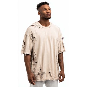 Camiseta Deportiva de Algodón Verde Desgastado con Logotipo Personalizado para Hombre, Cuello Redondo, Manga Corta, Estilo Urbano, Color Sólido, Aspecto Lavado - Product Image 5