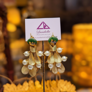Designer Drop Pearl Earrings-Trendy Religious Leaf Pendant for Party - Product Image 3