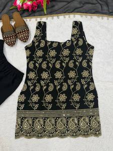 TENNECY Vestido de Mujer con Bordado de Lentejuelas de Georgette Sintético de Alta Densidad, Reversible, Elástico, Sin Arrugas, de Secado Rápido, Diseño Exclusivo - Product Image 6