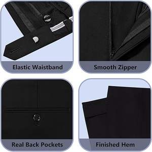 Traje de Negocios para Hombre, 100% Poliéster, Color Negro, Conjunto de 3 Piezas, Pantalón, Chaqueta y Blazer, para Fiestas, Transpirable - Product Image 4