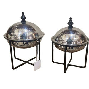 Elegant <b>Set</b> of Two Stainless Steel Hotpots with Wooden Stands Handmade Premium Quality Casseroles for Ramadan Table Decorations - Product Image 6