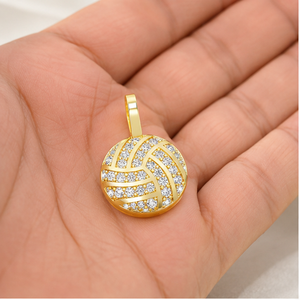 10K <b>Solid</b> <b>Gold</b> Fine <b>Pendants</b> & Charms Trendy Soccer Volley Ball Tiny Natural Diamond Aesthetic Hip Hop Style Custom Iced Jewelry - Product Image 3