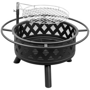 30in Outdoor Black Metal Fire Pit with Cooking Grates for Outdoor Entertaining - Product Image 4