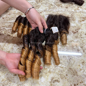 Extensiones de Cabello Humano de Moda, Paquetes de Cabello Humano con Trama Cosida a Mano, Extensiones de Cabello Humano con Frente de Encaje, Pelucas de Cabello Humano Rizado y Voluminoso - Product Image 2