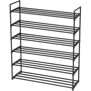 Scarpiera a 6 livelli nera, mobiletto porta scarpe dal design semplice, organizer per camera da letto, ingresso, corridoio, armadio - Product Image 2