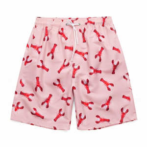 <b>Men's</b> Lobster Print Board Shorts Quick Dry Drawstring Casual Swim <b>Trunks</b> Yellow Red Pattern Short Length Wholesale rate - Product Image 3