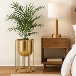 Support de plante en métal plaqué or, vase circulaire moderne, pot de fleurs d'intérieur pour plantes vertes, décoration de la maison - Product Image 1