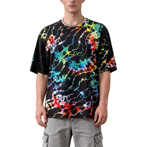 เสื้อยืดไทไดไดนามิกสำหรับผู้ชาย แขนสั้น ลายสาดสี ทรงหลวม สไตล์ทันสมัย เสื้อยืดไทไดแฟชั่น - Product Image 1
