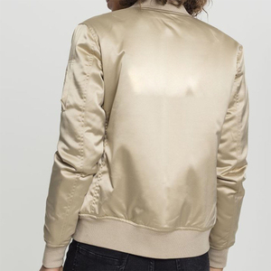 Women's Satin Bomber <b>Jacket</b> Classic Zip Up Flight <b>Jacket</b> Shiny Silk Lightweight Casual Outerwear Coat Mauve Champagne Gold - Product Image 6