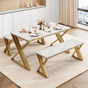 Luxury Metal Frame Wooden Top Rectangular Dining <b>Table</b>, for Home & Villas Premium Dining <b>Tables</b> - Product Image 6