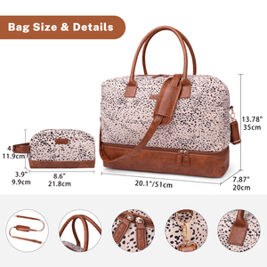 Borsa da Weekend in Tela per Donna con Scomparto per Scarpe e Beauty Case, Borsone da Viaggio per Pernottamenti - Product Image 2