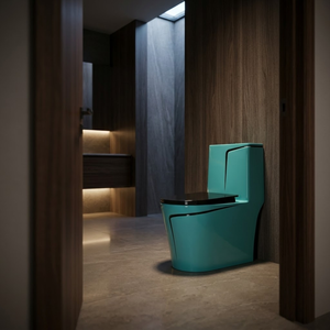 Inodoro de Cerámica Brillante con Línea Decorativa Negra, Moderno, de Una Pieza, en Tendencia - Product Image 6