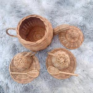 ชุดถ้วยและกล่องใส่น้ำชาหวายสำหรับเด็กผู้หญิงอุปกรณ์เสริมของเล่นน่ารักสำหรับเด็ก - Product Image 4