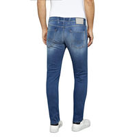 Jean en denim tricoté mi-extensible pour homme, délavage clair, coupe droite, décontracté, écologique, séchage rapide, respirant, braguette boutonnée, léger, 100 %