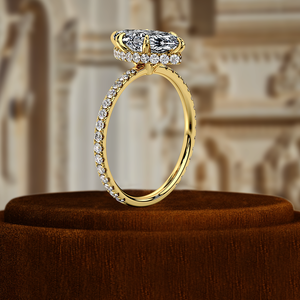 Anillo de Diamante Cultivado en Laboratorio con Certificación IGI, Corte Marquesa, 1 Quilate, Oro Sólido de 14k, Anillo de Compromiso con Halo Oculto - Product Image 6