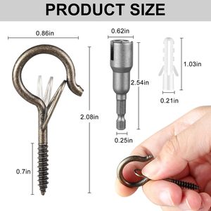 Ganci a Q per Luci Esterne, Gancio Girevole per Cesto Sospeso da Patio, Fibbia di Sicurezza, Confezione da 0 Pezzi, Vite, Accessori per Illuminazione Esterna - Product Image 1