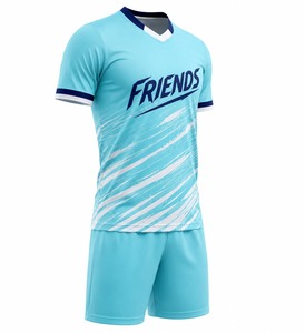 Conjunto de Camiseta de Fútbol PREMIUM para Hombre, Azul Claro, Cuello en V, Manga Corta, Absorbe la Humedad, Estampado Sublimado, Uniforme para Adultos, Todas las Temporadas - Product Image 2