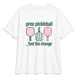 T-shirt de pickleball personnalisé à col rond et manches courtes, unisexe, impression numérique, anti-humidité, pour le terrain et les loisirs, OEM ODM - Product Image 2