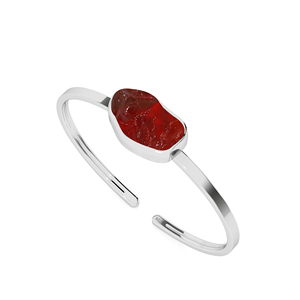 925 Sterling Silver Twister <b>Bracelet</b> <b>Garnet</b> Gemstone Rough Shape Natural Bezel Setting Trendy High Finish Unisex Women Party - Product Image 1