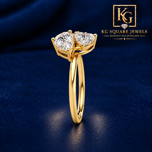 Bague de fiançailles en or 14 carats avec diamant de laboratoire en forme de cœur et de poire, double forme, certifiée IGI VVS, bijoux de luxe pour mariage - Product Image 5
