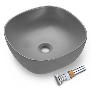 Lavabo in Ceramica Grigia per Bagno - Product Image 1