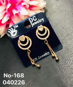 Pendientes de tuerca geométricos de acero inoxidable con circonitas y perlas de imitación, chapados en oro, joyería de moda para mujer, almacén indio para bodas y fiestas - Product Image 5