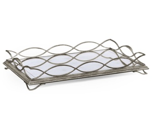 <b>Silver</b> Distressed Iron Serving Tray Decorative Tray - Product Image 4