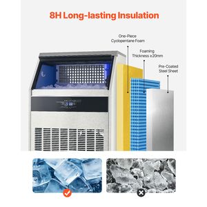 Macchina per il ghiaccio commerciale da 265 libbre/24 ore, capacità di stoccaggio 88 libbre, 126 cubetti, 15 minuti, nuovo display LED, pompa di scarico da 500 kg inclusa - Product Image 5