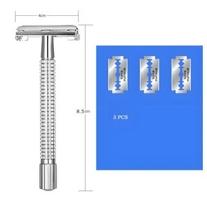 Safety <b>Razor</b> Double Edge Safety <b>Razor</b> For Unisex 3 Platinum Coated Double Edge Blade Refills Safety <b>Razor</b> For men New Design - Product Image 1
