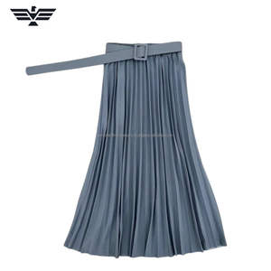 Falda Midi de Gasa Ligera y Elegante para Mujer, Diseño Plisado de Cintura Alta, Transpirable, Dulce, Natural, Teñido Liso - Product Image 3