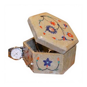 Cajas de joyería talladas en piedra natural con forma hexagonal duradera Cajas de anillo mejor acabadas y pulidas para festivales - Product Image 1