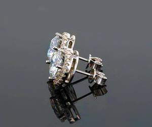 Pendientes de Diamantes Moissanite de Corte Brillante de 8 mm, Plata de Ley 925 con Baño de Rodio, Regalo de Compromiso, Boda, para Enamorados - Product Image 3