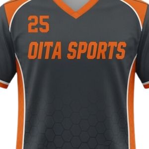 Maillot de lacrosse unisexe gris et orange en polyester, coupe athlétique légère, vêtements de sport d'équipe pour l'entraînement et les matchs - Product Image 6