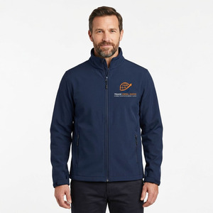 Veste softshell pour homme, noire, en polaire, avec logo brodé sur le devant, col montant, fermeture éclair, coupe-vent, vêtement d'hiver décontracté, séchage rapide - Product Image 3